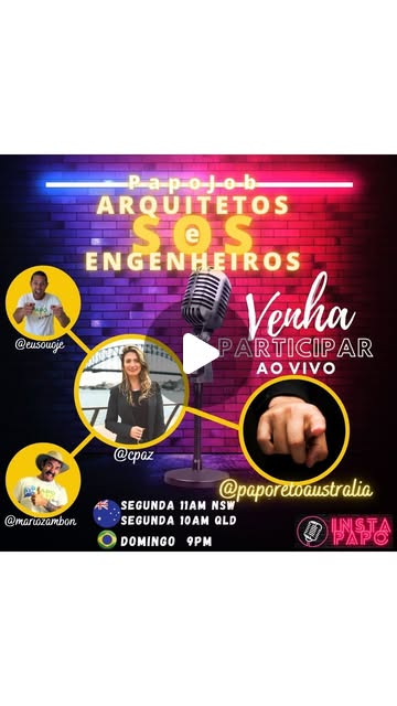 InstaTV Papo Reto Australia com Camila Paz -  "Que tal uma ajudinha pra trabalhar em ARQUITETURA e ENGENHARIA aqui na Austrália? 