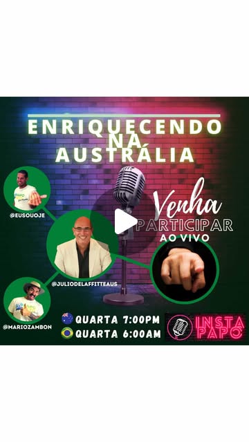 InstaTV Papo Reto Australia com Julio De Laffitte  "🚨Oportunidade de enriquecer na Austrália!!! 